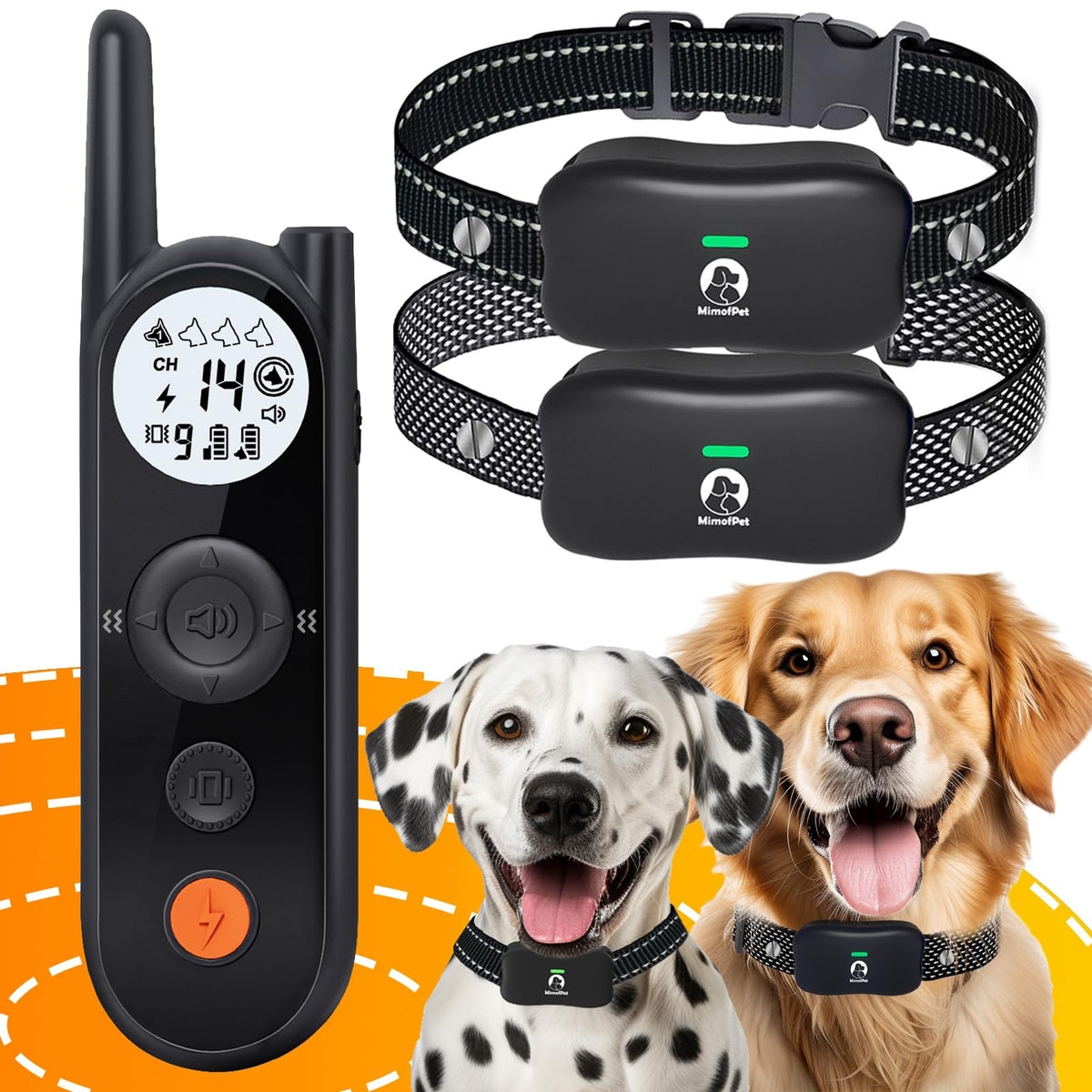 MIMOFPET Wireless Dog Fence System for 2 Dogs - Up to 3500ft Adjustable Electric Fence for DogsWaterproof Dog Training Collar RechargeablePet Containment System for Large Medium Dogs