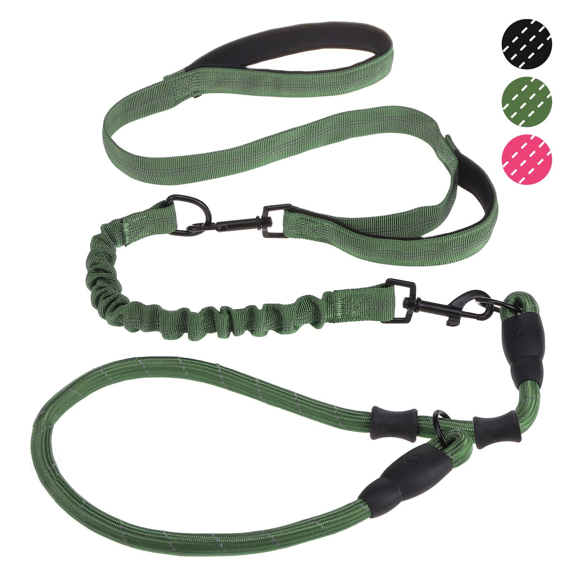 KOOLTAIL Reflective Training Leash | Heavy-Duty Adjustable Dog Lead | Dual Padded Handles for Safety and Comfort