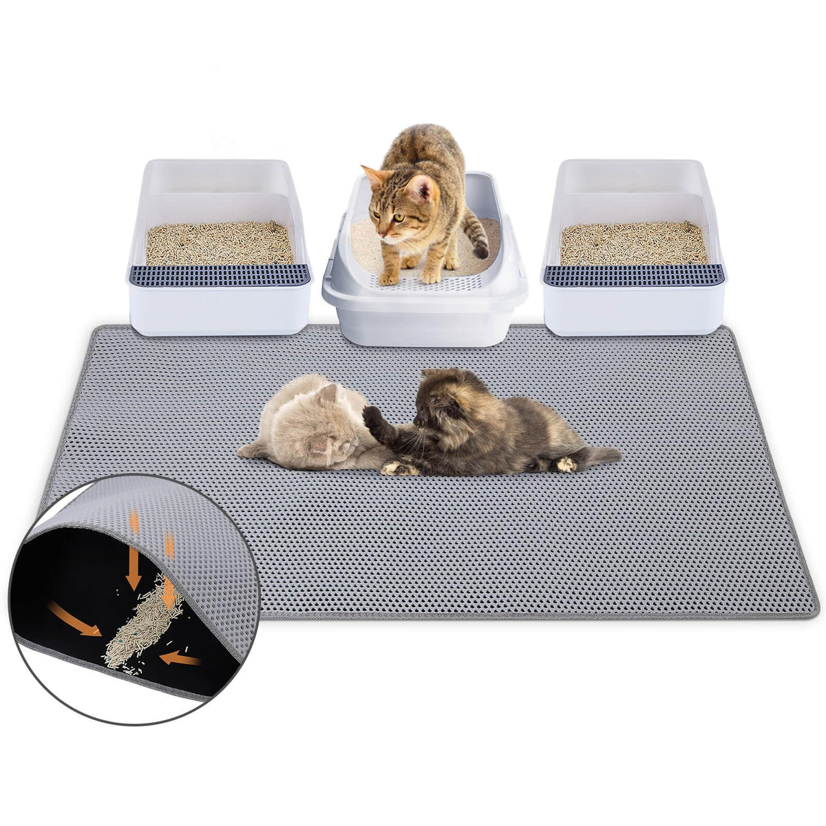 Unicorn Grey Double Layer Cat Litter Mat